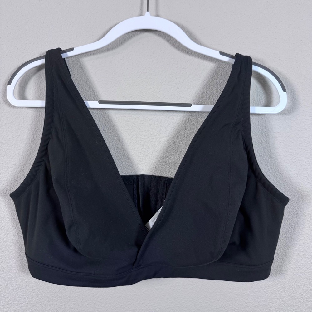 Cacique High Apex Plunge Bra Black Wireless Comfort Casual Plus Size 44DDD
